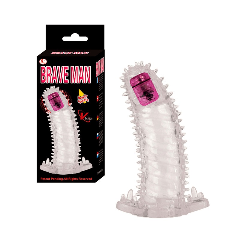 Brave Man - Capa Peniana em Silicone com Cápsula Vibratória e Vibração Única - 13,5 x 3,5 cm em Oferta na Shopee