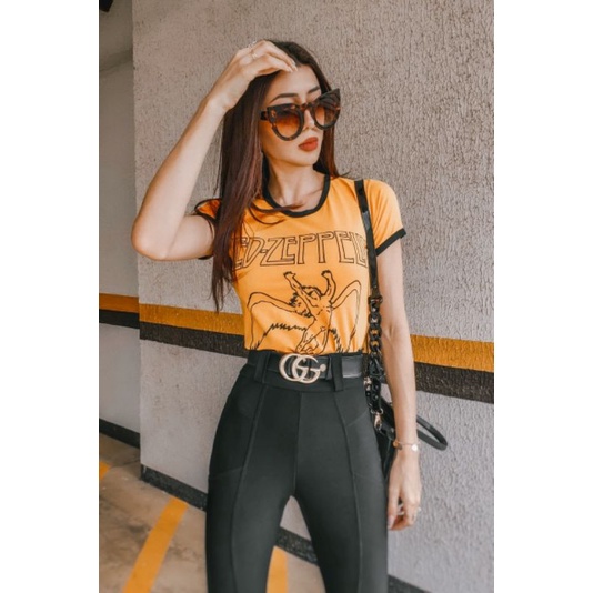 Camiseta Vintage Led Zeppelin 100% Algodão Tradicional Feminina