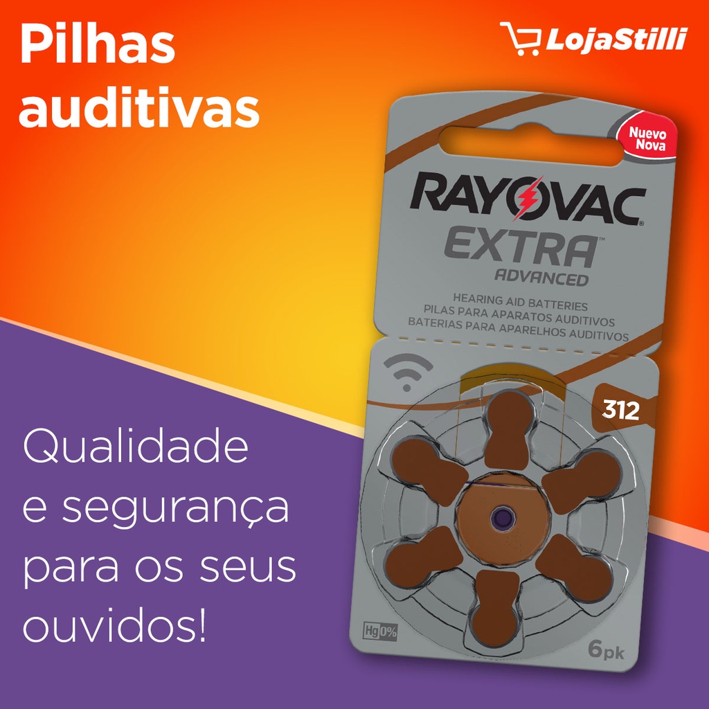 Pilha Auditiva 312 Rayovac Bateria Pr41 kit 30 unidades