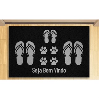 Tapete Capacho Bem Vindo Família Chinelos 60x40 cm em Oferta na Shopee