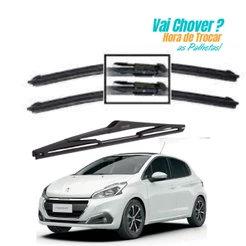 Kit Palheta Limpador Parabrisa Dianteiro + Traseiro Peugeot 208 2012 á 2020