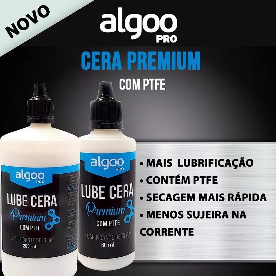 Lubrificante Cera para Corrente Bicicleta ALGOO PRO Lube Cera PREMIUM C/ PTFE (Teflon) A Base De Cera 200g Melhor do Mercado. Não gruda poeira.