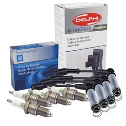 Kit Cabos + Velas Ignição 1.0 Flex Onix 2013 A 2019