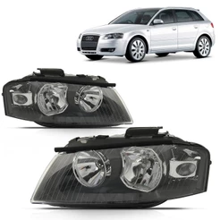 Farol Audi A3 2006 2007 2008 Foco Duplo Mascara Negra