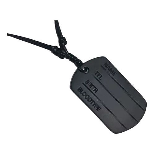 Colar Masculino Dog Tag Placa Militar All Black Regulável