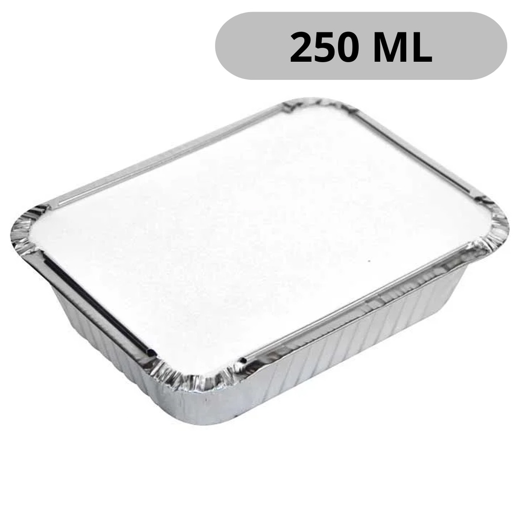 Embalagem Alumínio Retangular C/ Tampa 250ml - 200 Unidades