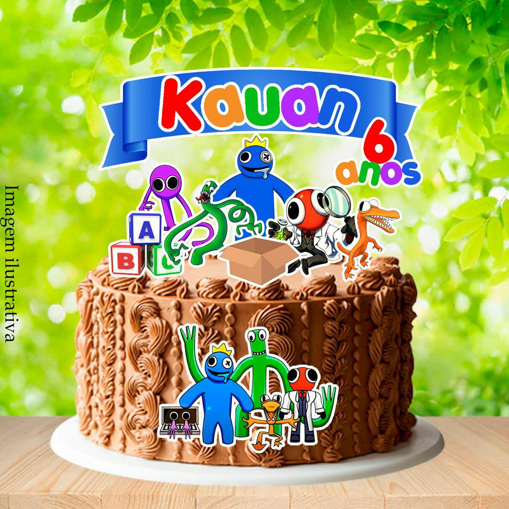 TOPO DE BOLO PERSONALIZADO TOPINHO DE DOCE APLIQUE TUBETE E LEMBRANCINHAS Rainbow Friends Topper Cake (LEIA A DESCRIÇÃO)