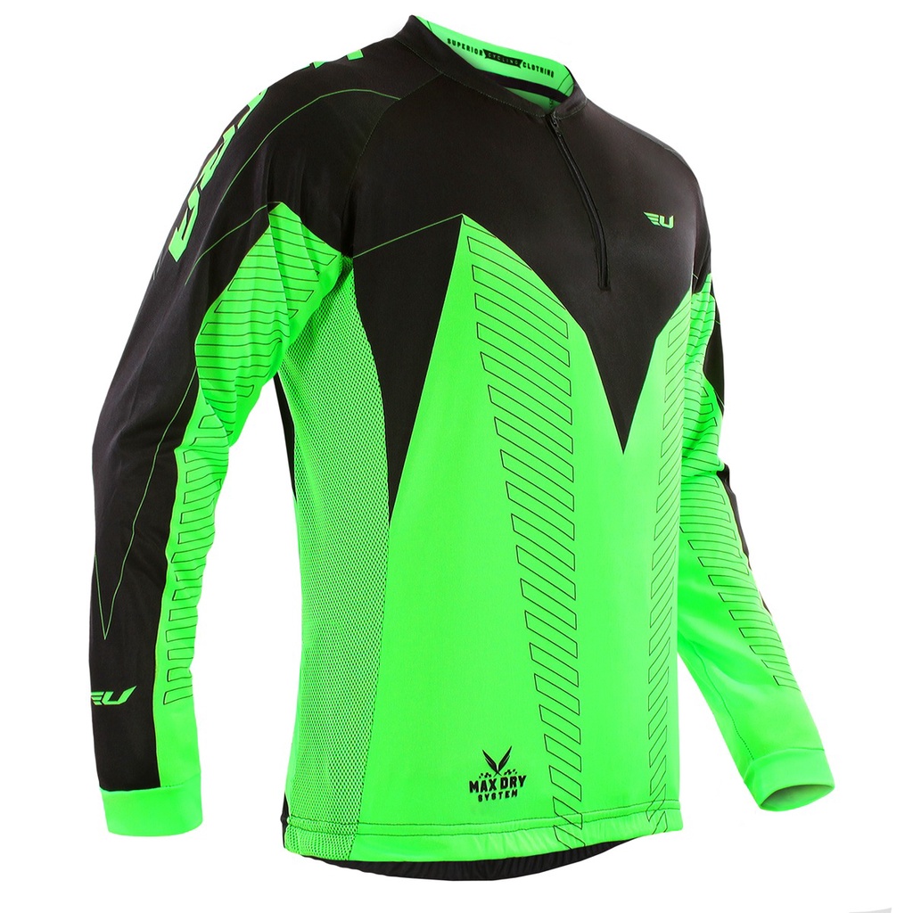 Camisa Ciclismo Manga Longa Ultra Bikes Max Dry Verde e Preto Tamanho M Pro Tork UCP-02VDPT-M em Oferta na Shopee