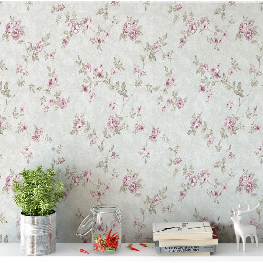 Papel De Parede Floral Adesivo Vinílico Lavável em Oferta na Shopee
