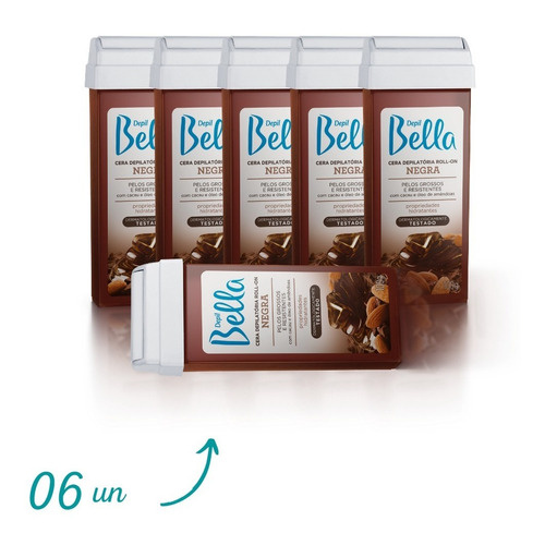 Kit 6 Refil Roll-on Negra 100g Cera Depilatória Depil Bella