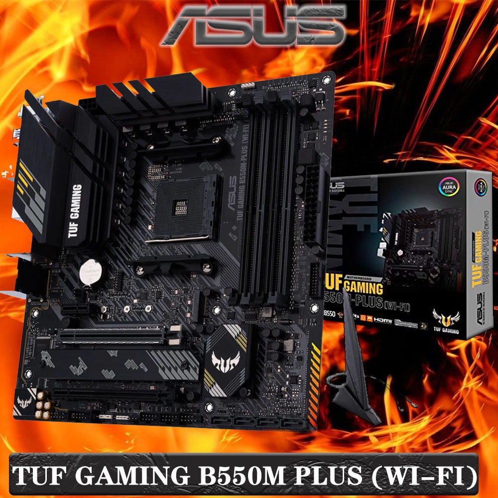 AM4 Asus Novo TUF Gaming B550M PLUS (WI-FI) 128GB DDR4 4866OC USB 3.2 HDMI 2.1 WIFI 6 AMD B550 AM4 Placa-Mãe