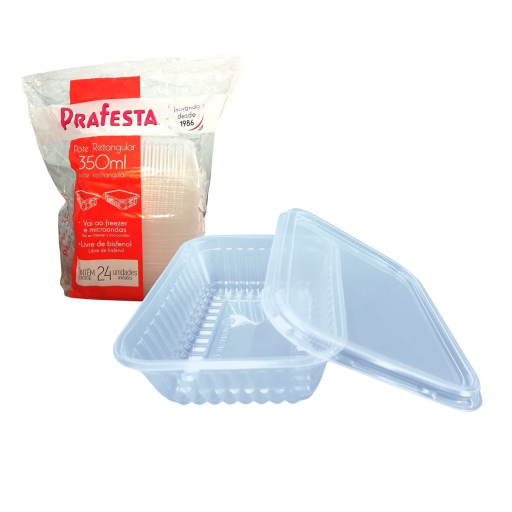 24un Pote Marmita Descartável 250 / 350 / 500 / 750 / 1000ml Fitness Fit Freezer Microondas dieta PRAFESTA