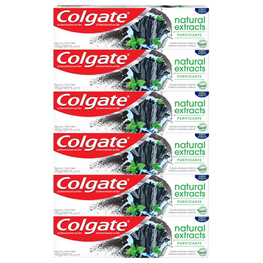 Kit C/ 6 Cremes Dental Colgate Natural Extracts Purificante 90g