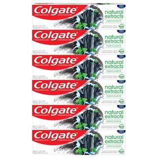 Kit C/ 6 Cremes Dental Colgate Natural Extracts Purificante 90g