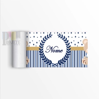 Faixa Decorativa Urso Rei Principe Com Seu Nome 100x0,15cm