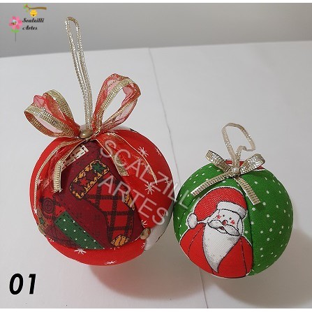 Bolas de Natal em Patchwork Embutido - Kit 2 unidades | Shopee Brasil