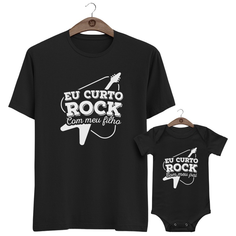 Kit Tal Pai Tal Filho Eu Curto Rock Com Meu Filho