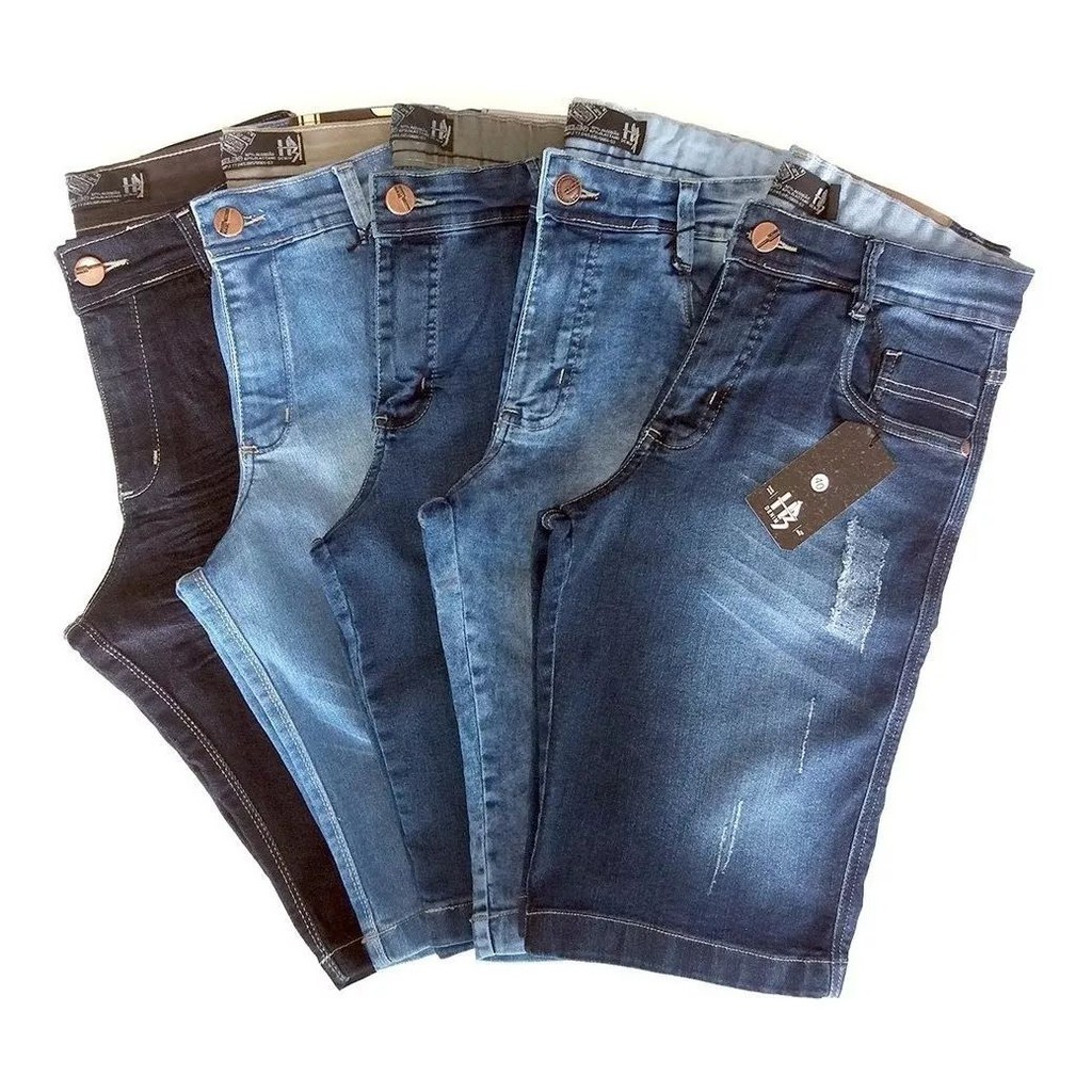 Kit Com 4 Bermuda Jeans Masculina Alta Qualidade Original Varias Cores -  Escorrega o Preço