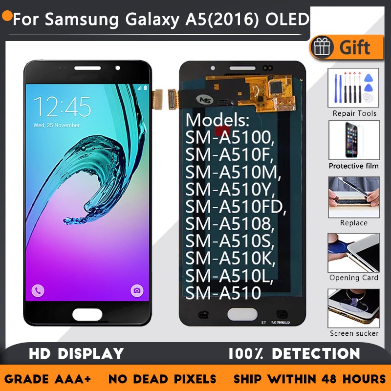 100 % Teste LCD Para Samsung Galaxy A5 2016 Tela De Exibição A510F A510M A510FD A5100 Toque Digitador Assembléia Substit