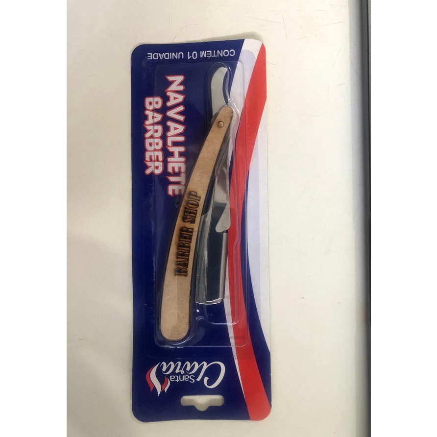 Navalhete Santa Clara Inox Barber Com Cabo Madeira
