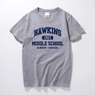 Camiseta 100% Algodão Fio 30.1 HAWKINS Stranger THINGS CINZA