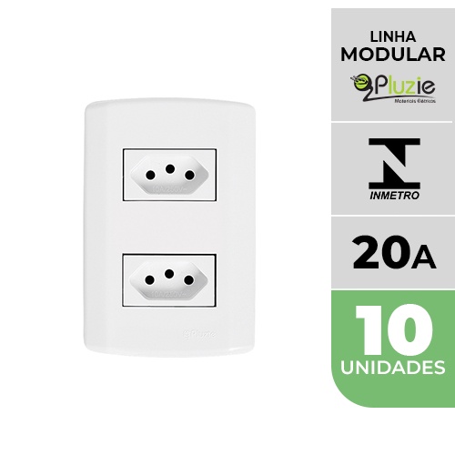 Kit 10 Tomadas Duplas 20a 250v 4x2 2 Tomadas Pluzie Modular