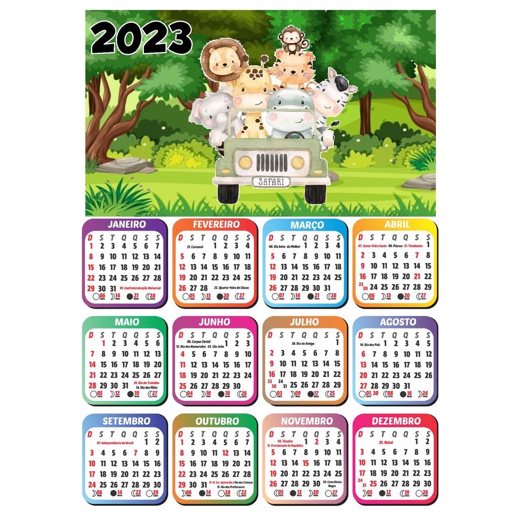 14 Calendário personalizado Safari 2023