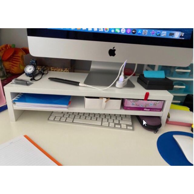 Suporte Base Para Monitor Notebook Mesa Escritório Barato Mdf Branco, Preto