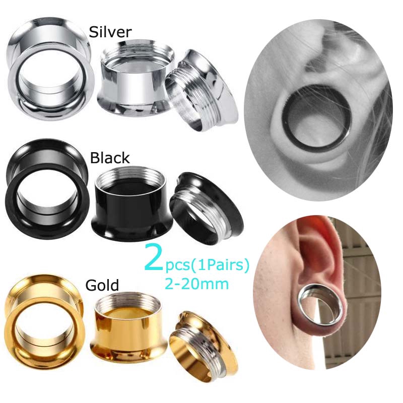 2peças Medidores De Orelha De Aço Inoxidável Expansores De Túnel De Carne Dupla Flare 2-20mm em Oferta na Shopee