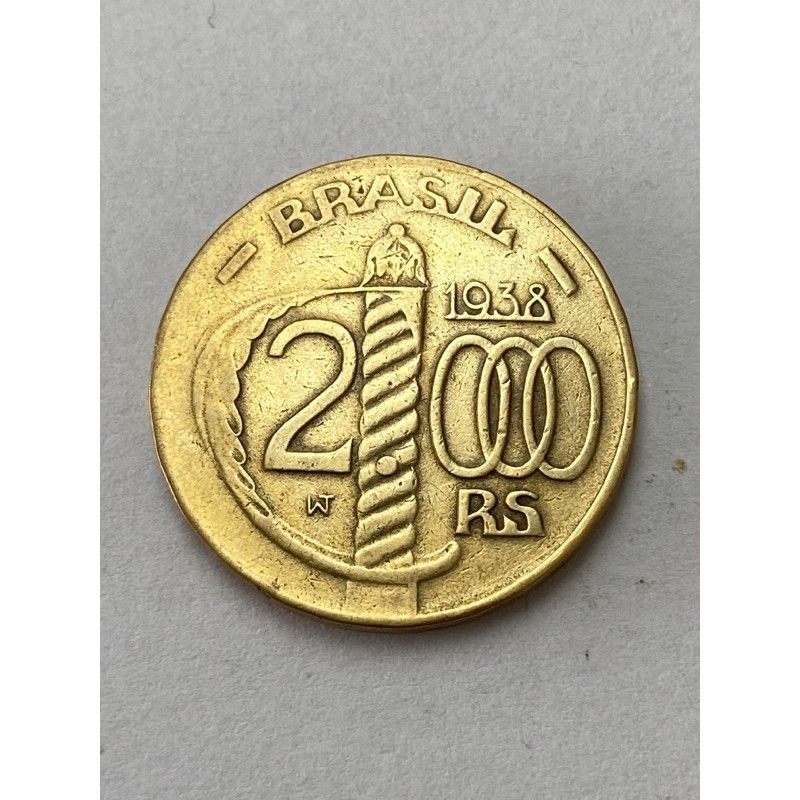 Moeda 2000 Réis 1938 Mbc Poligonal Duque de Caxias