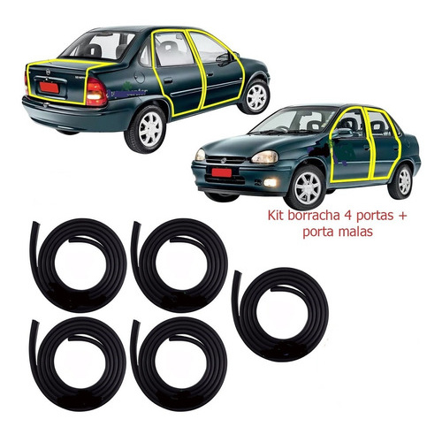 Kit Borrachas De Vedação Classic 2014 2015 2016 4porta+malas em Oferta na Shopee