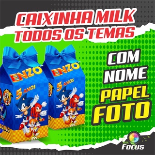 10 Caixinhas Milk Todos os temas - Papel foto - Galinha pintadinha, mickey, poderoso chefinho, masha e urso, safari. Caixinha Piramide, bala, meia bala, cachepo, sushi.