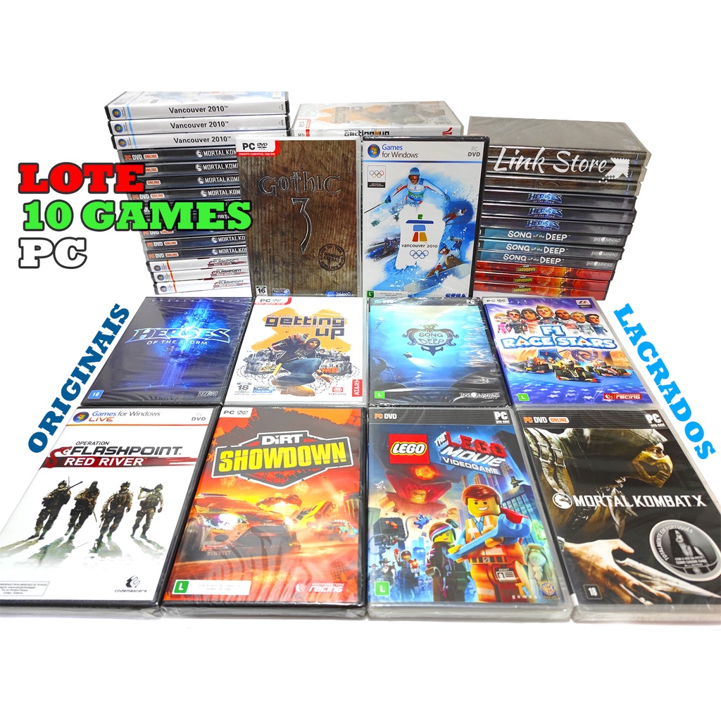 LOTE com 10 JOGOS PC ORIGINAIS LACRADOS - MORTAL KOMBAT + F1 + LEGO + DIRT ... QUEIMA DE ESTOQUE!