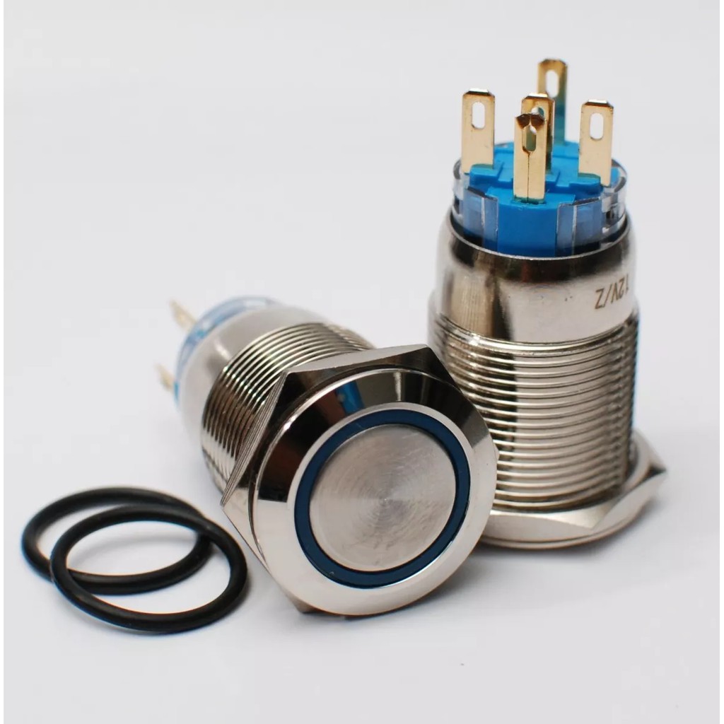 Botão Pulso Momentâneo 19mm C/ Led Push Button Universal Start Inox Antivandalismo A Prova D'água Automotivo Barco