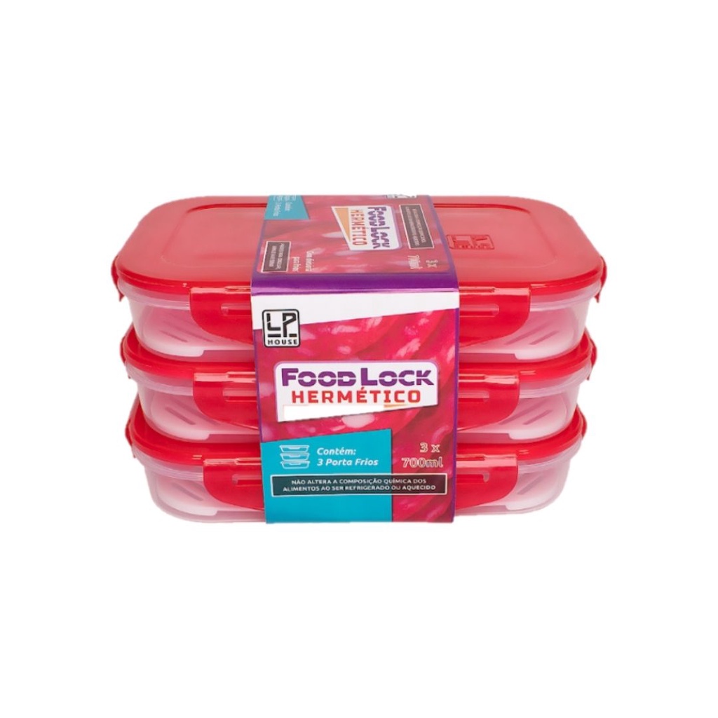 Conjunto Com 3 Porta Frios Com Trava Capacidade 0,7l Utilidades Do Lar em Oferta na Shopee