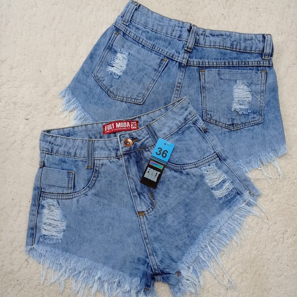 short jeans hot pant ,destroyd barra desfiada em Oferta na Shopee
