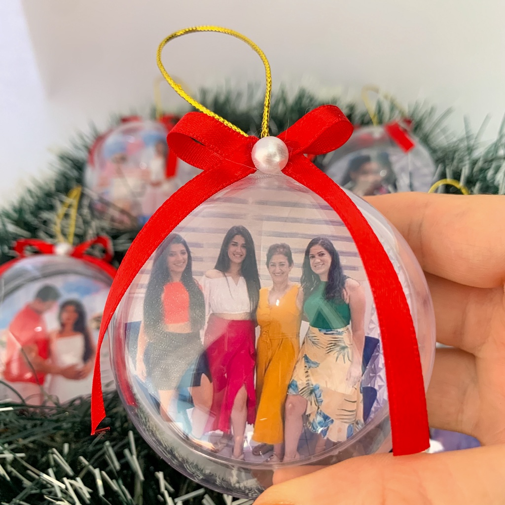 Kit 20 Bolas de Natal Personalizadas em Acrilico com Foto - Decoração -  Enfeite de Natal | Shopee Brasil