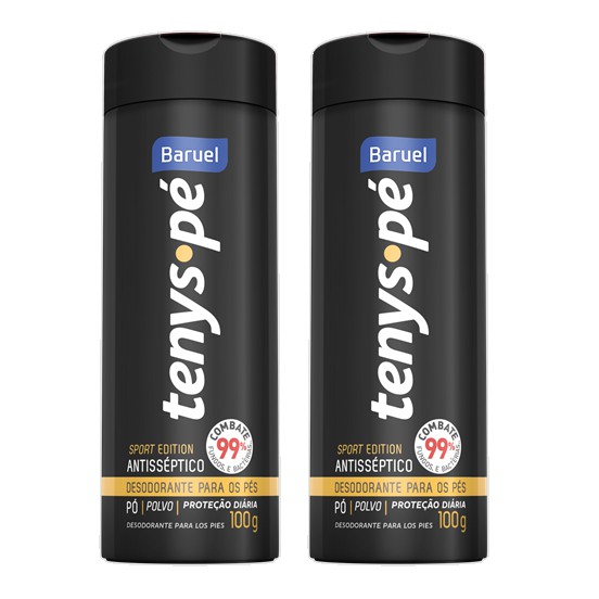 Kit com 2 Talco Tenys-Pé Antisséptico Baruel Pó Sport Edition 100g em Oferta na Shopee