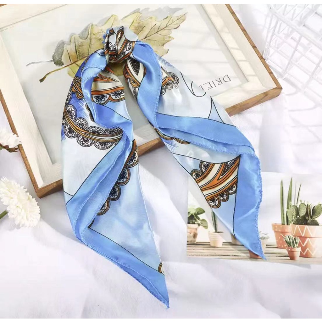 Lenço Feminino Cetim Estampado Acetinado Cabelo Bolsa Pescoço 50cm x 50cm