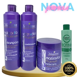 Kit Matizador Platinum Cabelos Loiros Maycrene 500ml Nova Fórmula Robusta e Hidratante