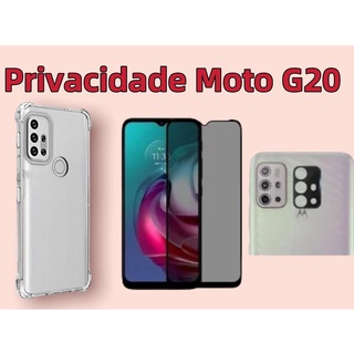 Capa Capinha Anti Shock Moterola Moto G20 + Pelicula Vidro 3D Privacidade +Pelicula Camera 3D