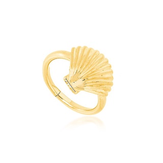 Anel Feminino Anéis de Ouro Banhado Anel Ouro Folheado Cor de Prata Banho de Ródio Branco Anel Feminino Ouro Banhado Semijoia com Garantia Concha Falange Ajustável