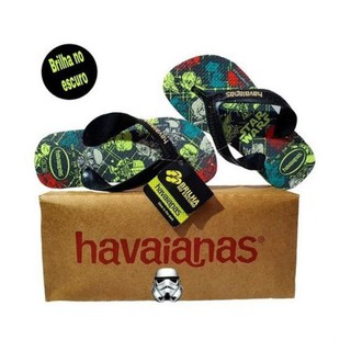 Havaianas Chinelo Infantil Masculino Menino Star Wars Brilha Escuro Original