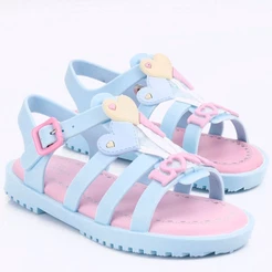 Sandália Infantil Feminina Confortável FanClub Drops Kids Azul Acqua com Rosa