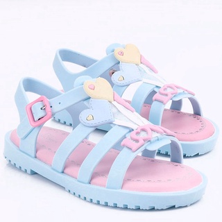 Sandália Infantil Feminina Confortável WorldColors Drops Kids - Azul Acqua/Rosa