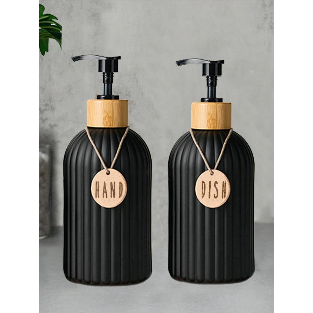 Dispensador De Sabonete Para Cozinha/Banheiro-Garrafa Recarregável Listrada De 500ml Líquido De Prato E Lavagem Das Mãos