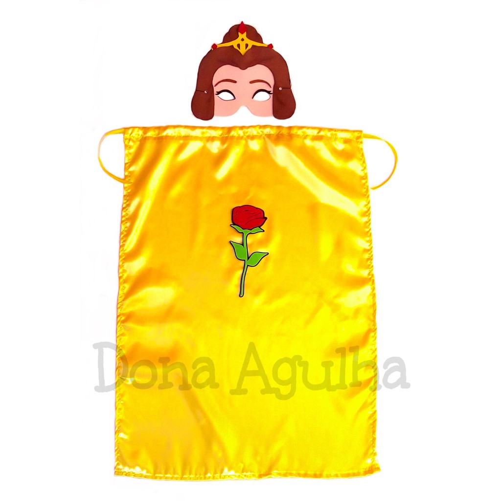 10 Lembrancinha capa e máscara Bela/Ariel/Cinderela/ Branca de Neve/ Aurora fantasia/Princesas/Meninas/Bela e a Fera