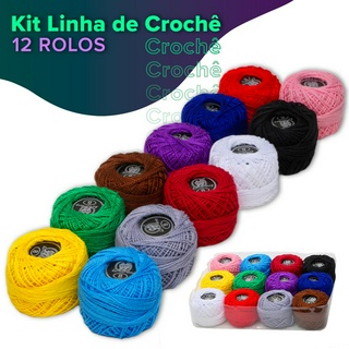 Kit Linhas Para Crochê Com 12 Rolos - Várias Cores - Criar
