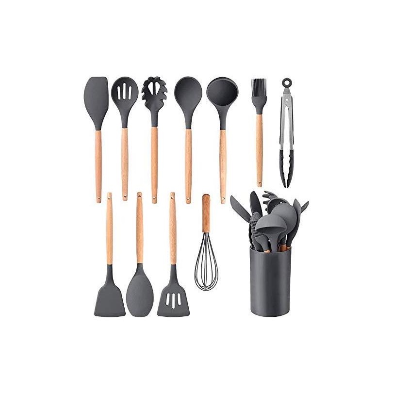 Jogo Kit Utensílio de Cozinha Com 12 Peças Silicone Cor Aleatória