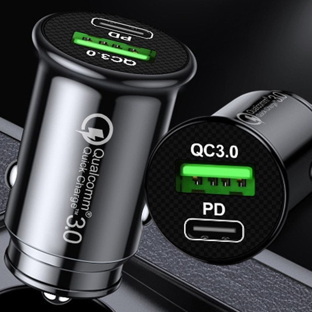 Carregador Turbo Pd Usb Veicular Isqueiro Duplo Carro Quick Charge Qc Dual Escorrega O Pre O